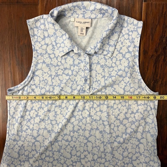 Laura Ashley Blue Floral Golf Tennis Dress XL Sleeveless Ruffle Hem Preppy - Picture 5 of 8